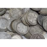 A collection of pre-1920 silver coins, approx 125 grams, to mainly include 3-pence pieces. Condition