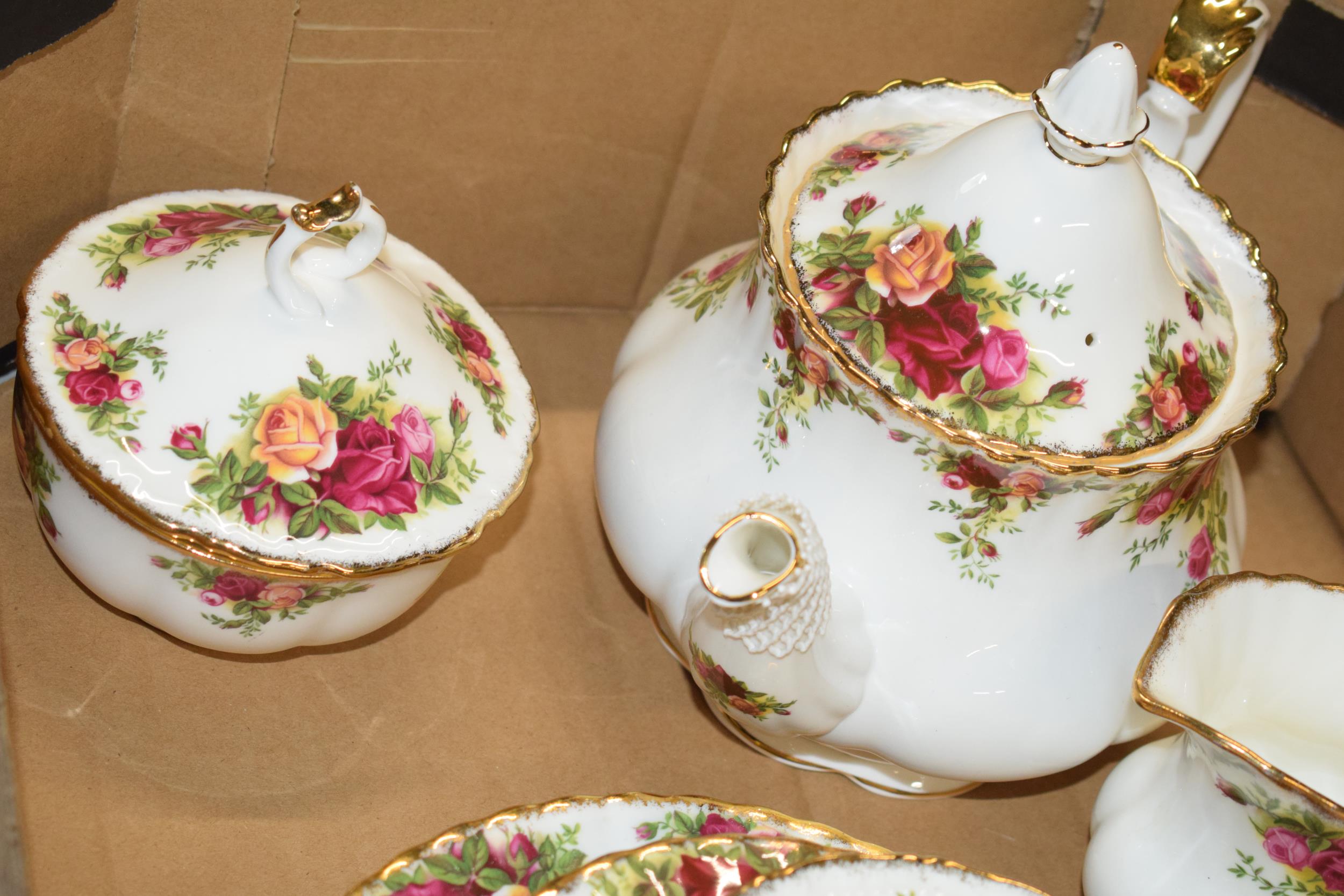 Royal Albert Old Country Roses to include a teapot, lidded sugar, mugs and various plates (approx - Image 2 of 4
