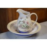 Wedgwood large jug and bowl in the Sarah's Garden pattern, bowl diameter 45cm (2). In good condition
