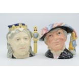 Large Royal Doulton character jugs to include Queen Victoria D6788 and Pearly Queen D6759 (2). In