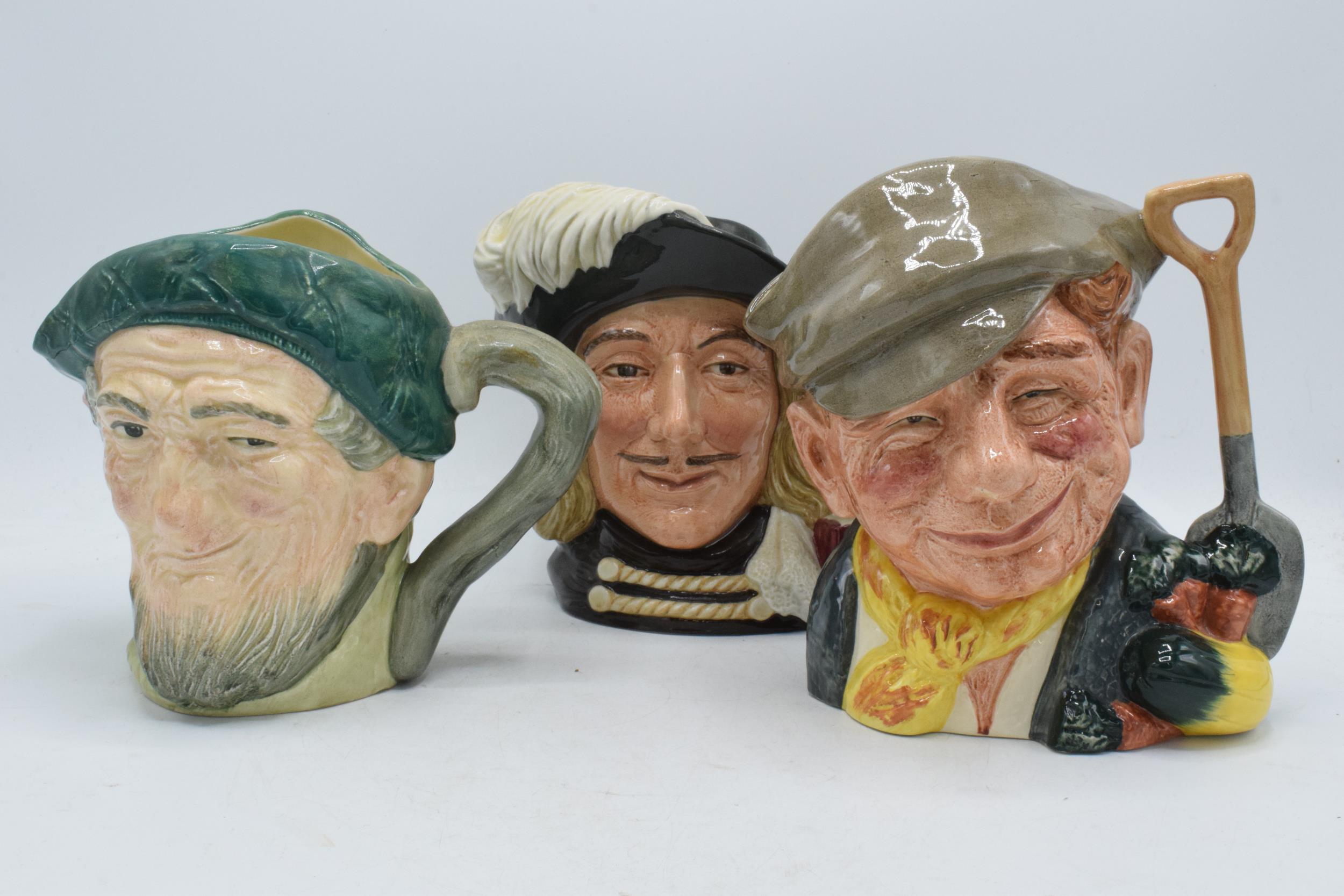 Large Royal Doulton character jugs to include The Gardener D6630, Aramis D6441 and Auld Mac (3).