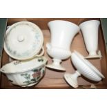 A collection of Wedgwood to include Creamware items such as a pedestal bowl, 2 vases and others (