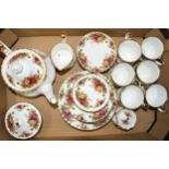 Royal Albert Old Country Roses to include a teapot, lidded sugar, mugs and various plates (approx