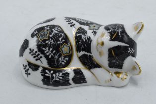 Royal Crown Derby paperweight Misty Kitten, first quality with gold stopper. In good condition