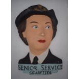 Senior Service Cigarettes painted plaster advertising wall plaque, 34cm tall. Some chips as
