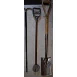A trio of items to include new Burgon and Ball spade, a hunting stick and a walking stick (3).