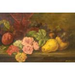 Donald Birbeck: , oil on canvas depicting a still life fruit scene, signed by Birbeck 1905, a former