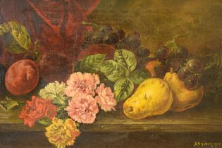 Donald Birbeck: , oil on canvas depicting a still life fruit scene, signed by Birbeck 1905, a former