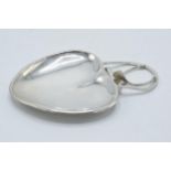 Silver heart shaped cocktail clip-on dish, London 1901, Grey & Co, 39.8 grams, 13cm wide.