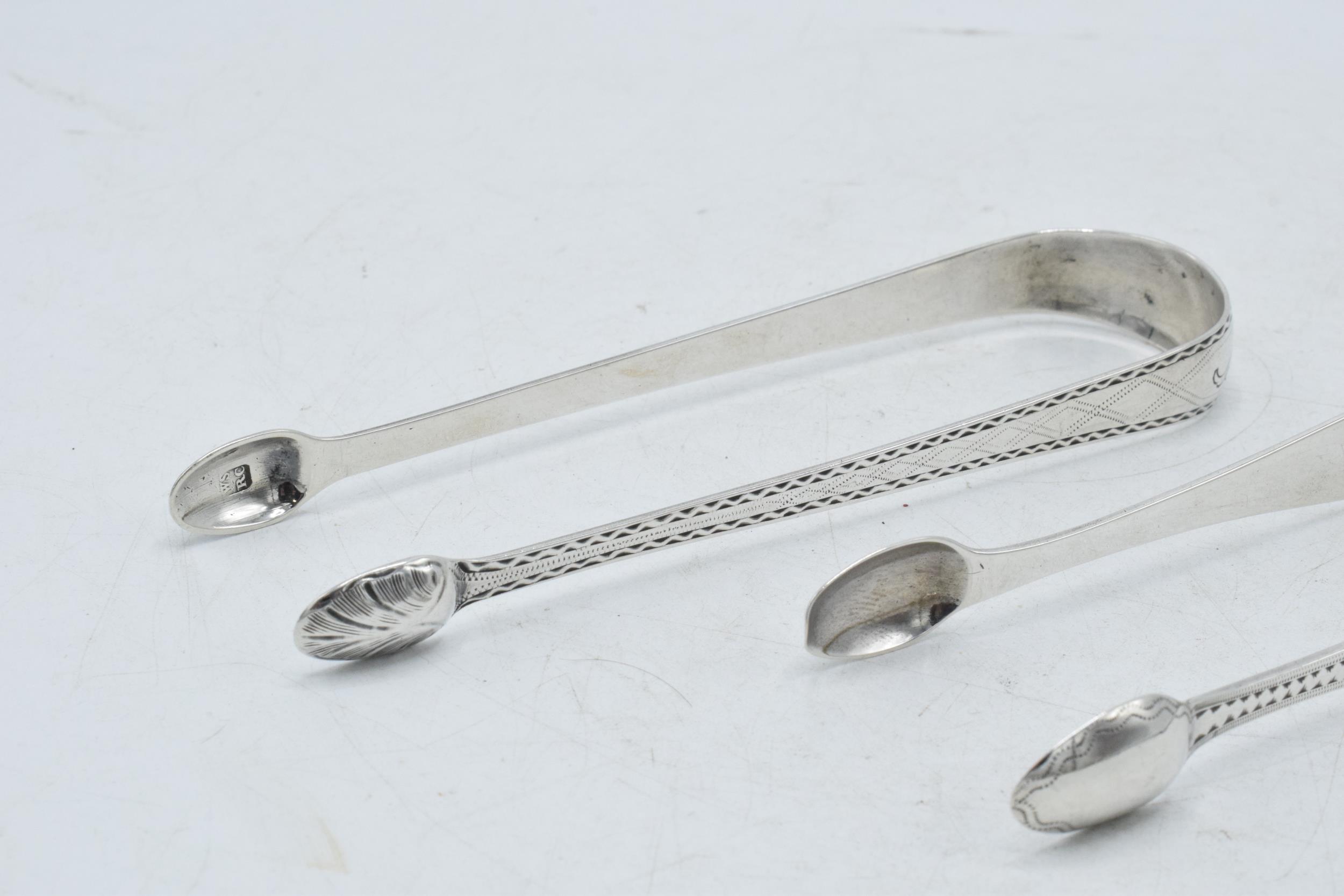 Two pairs of Scottish silver tongs to include a Georgian pair of plain form, Edinburgh 1805, - Image 5 of 6