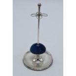 Silver hatpin holder with velvet cushion, Birmingham 1901, M Bros, 16cm tall.