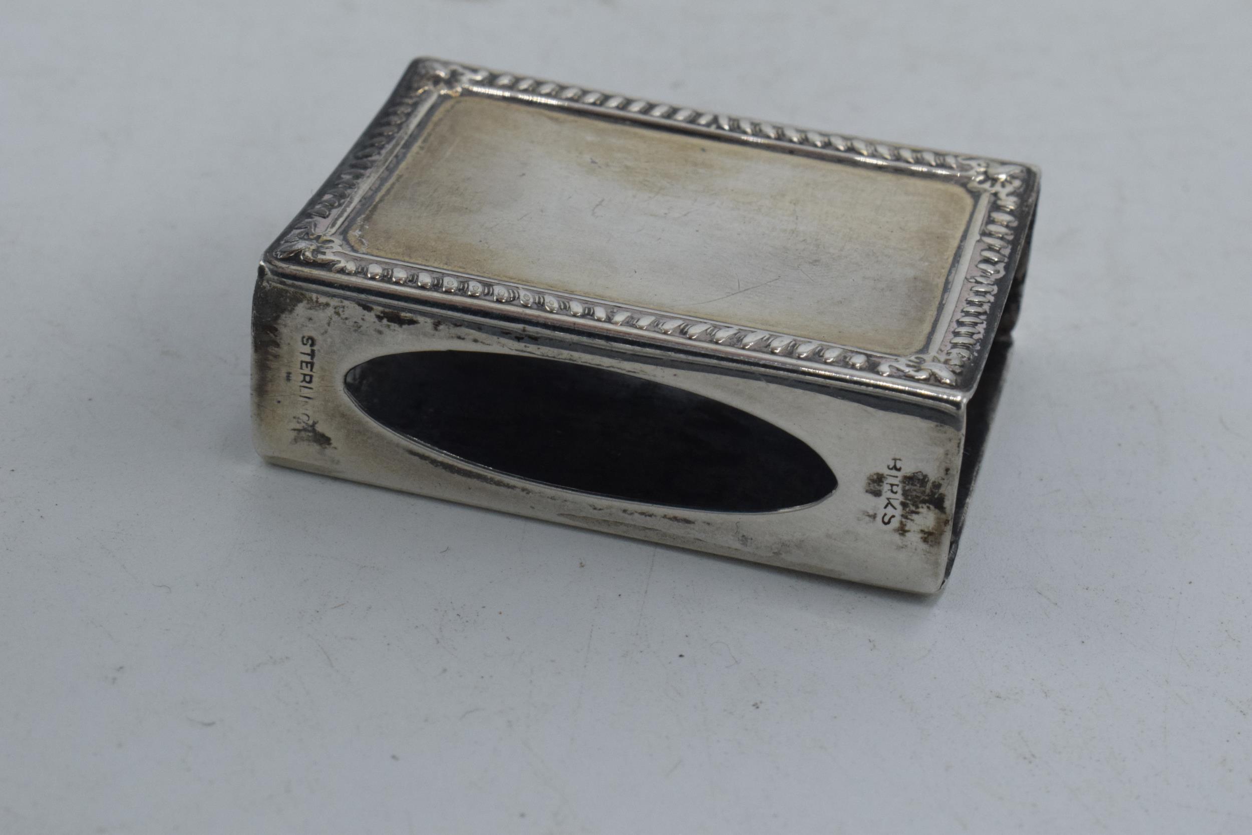 Sterling silver matchbox holder, stamped Sterling Silver, 15.2 grams, 5cm long. - Image 5 of 5