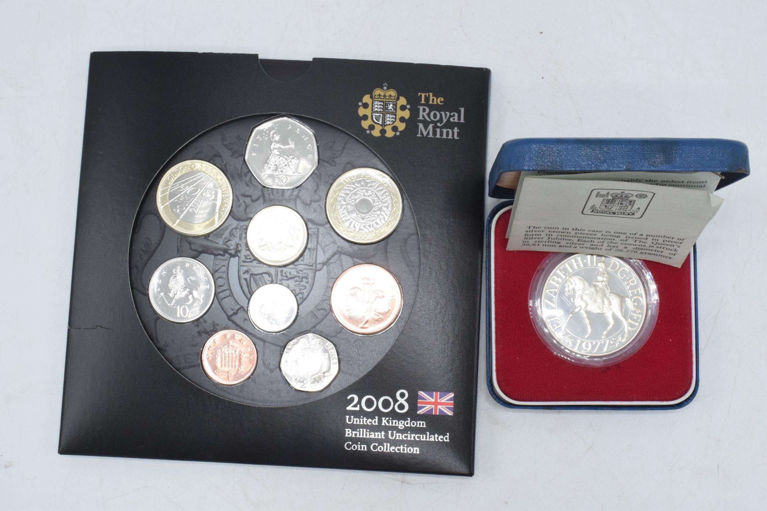 Boxed Royal Mint Elizabeth II Silver Proof crown together with 2008 UK Brilliant Uncirculated Coin - Image 2 of 3