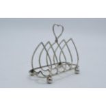 Silver heart shaped toast rack with 5 bars and heart shaped handle, Birmingham 1899, Syner &