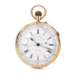 Victorian 18ct gold open-face Decimal Chronograph, white enamal dial with Roman Numerals, outer