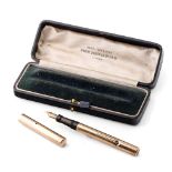 9ct gold cased Mabie Todd & Co Swan Fountain Pen, gross weight 20.4 grams, in box. Some wear /