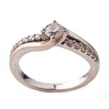 18ct white gold ring set with circa 0.5ct of diamonds, 3.8 grams, size K/L.