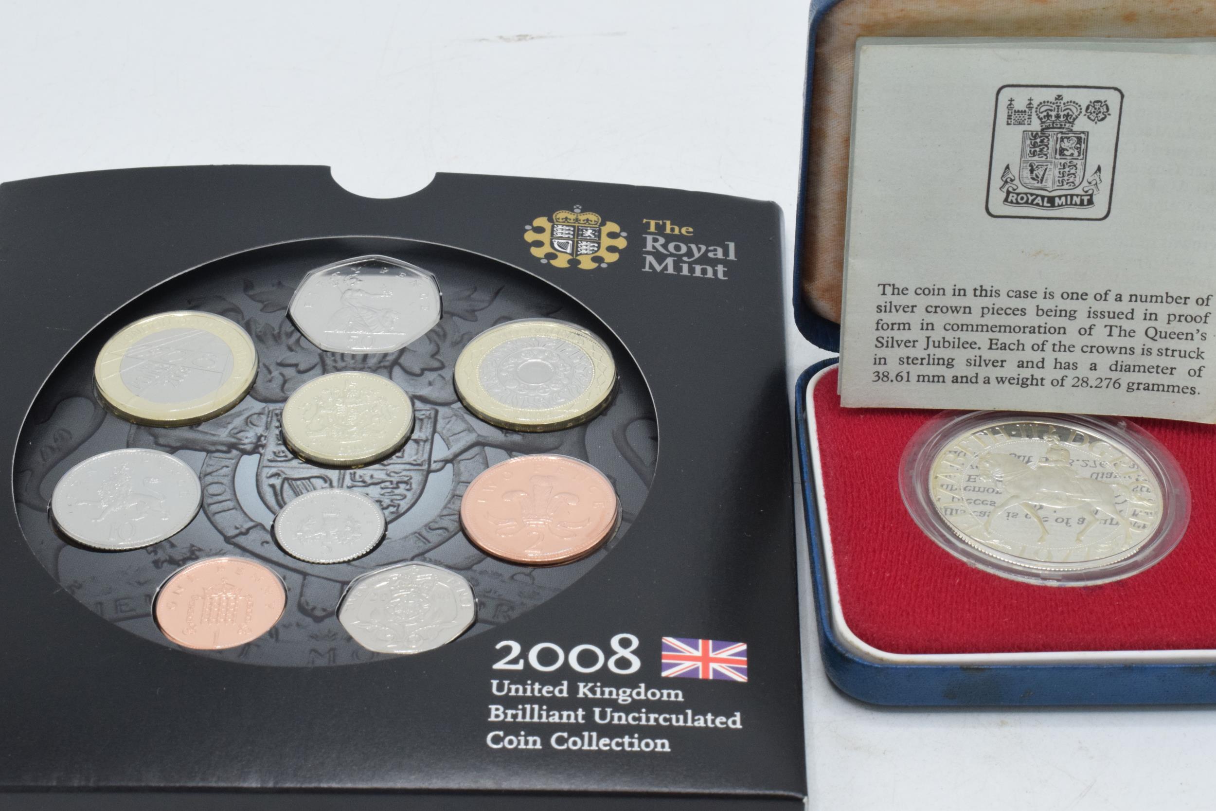 Boxed Royal Mint Elizabeth II Silver Proof crown together with 2008 UK Brilliant Uncirculated Coin - Image 3 of 3