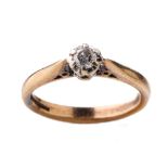 9ct gold solitaire ring set with 0.15ct diamond stone, 2.5 grams, size N.