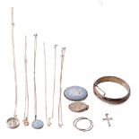 A collection of silver jewellery to include chains, a locket and others, 55 grams of silver, with