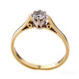 18ct gold diamond solitaire ring with 0.2ct diamond stone, 2.2 grams, size L.