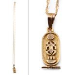 18ct gold chain with pendant with symbols, 4.3 grams, vendor states the pendant means 'Thomas',