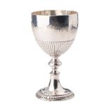 Victorian silver chalice with monogram engraved, 101.2 grams, 11.5cm tall, unhallmarked.