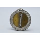 Silver framed and brass thermometer with circular face, easel back, Birmingham 1904, WJM & Co, 7cm