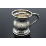 Hallmarked silver tankard in a Georgian style, 35.8 grams, Birmingham 1958, 5cm tall. Dent to base