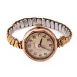 9ct gold cased ladies Everite watch on plated strap, watch back weighs 1.3 grams of 9ct plus the
