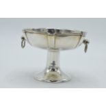 Silver pedestal bowl with hoop handles, 90.4 grams, 10.5cm diameter, Birmingham 1906, W Hutton &