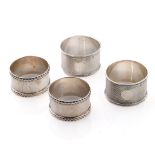 2 pairs of silver napkin rings to include James Deakin of Chester 1903 together with William