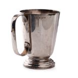 Silver tankard on pedestal base, Birmingham 1943, 279.3 grams, 11cm tall.