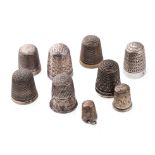 A collection of silver thimbles to include examples by Charles Horner and others (9), 37.4 grams.
