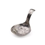 George III silver caddy spoon with engraved floral decoration, Joseph Willmore, Birmingham 1810, 4.3