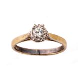 18ct gold diamond solitaire ring with 0.15ct diamond stone, 2.4 grams, size K.