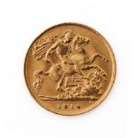 22ct gold half sovereign 1914.