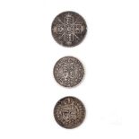 A trio of Victorian silver coins to include 1887, 1888 and 1890 (3), 49.5 grams.