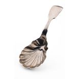 Victorian hallmarked silver caddy spoon with shell bowl, Gowland Brothers, Newcastle 1862, 15.1