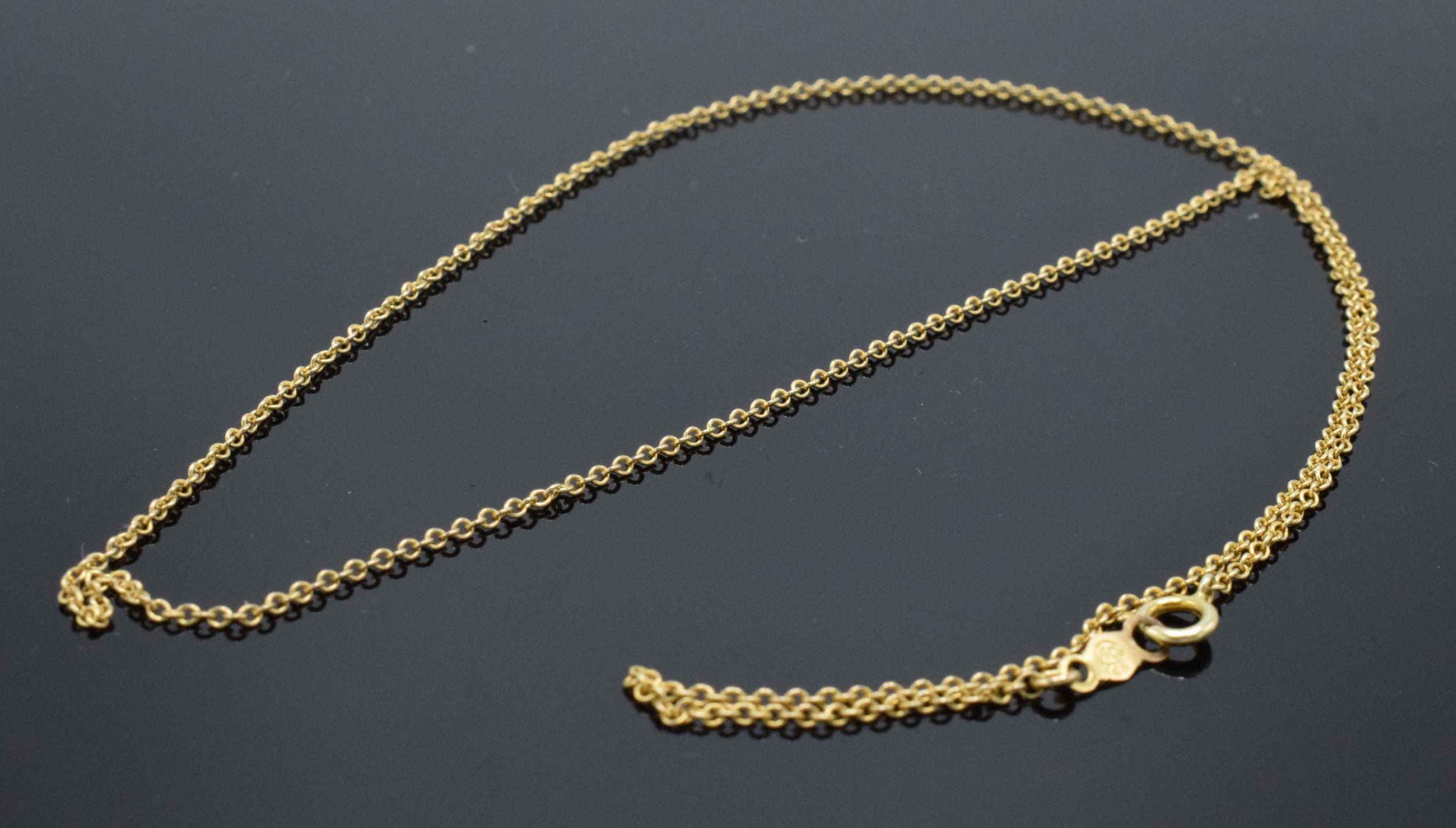 14ct gold fine link chain / necklace, 1.3 grams, 41cm long. - Image 2 of 4