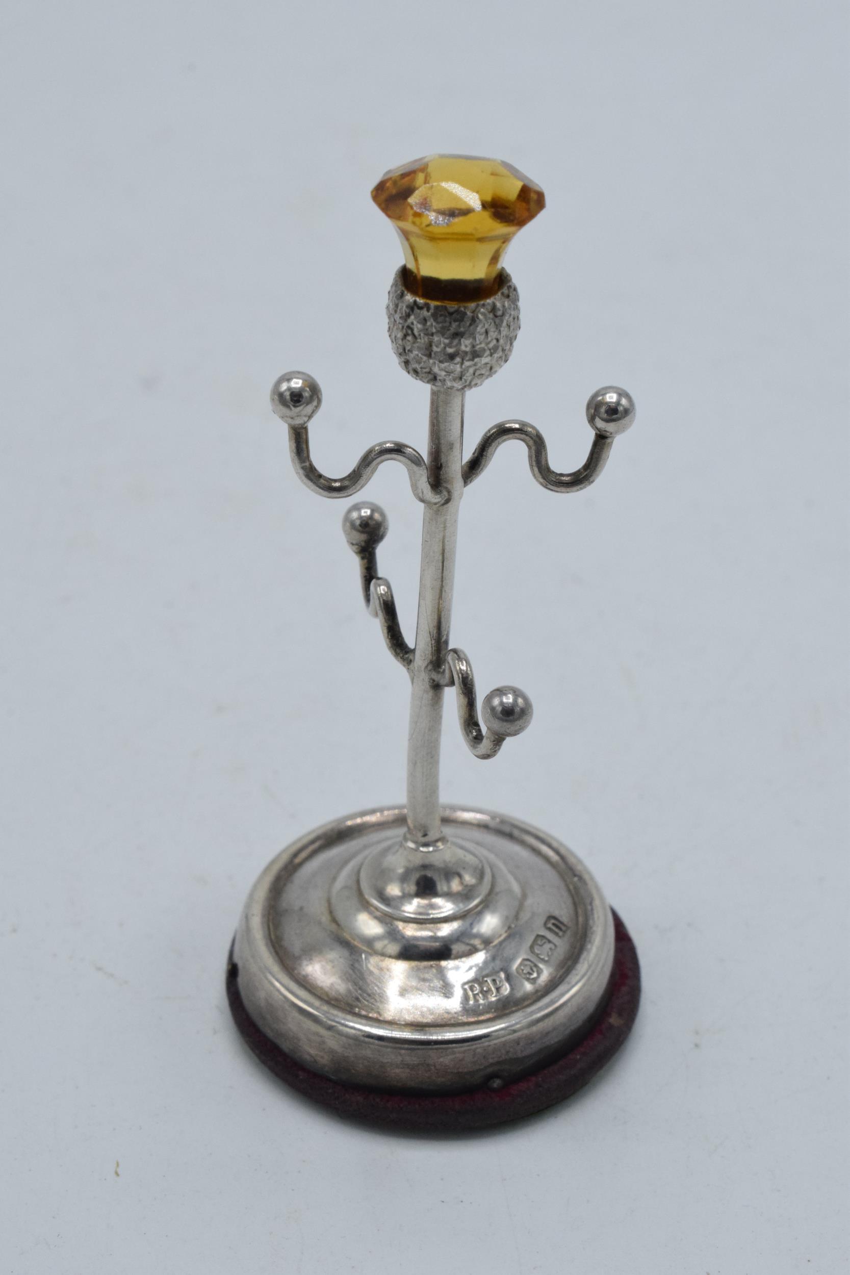 Silver ring tree in the form of a thistle, Birmingham 1912, R Pringle, 8cm tall. - Image 2 of 3