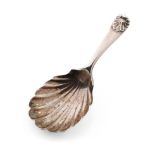 George V hallmarked silver caddy spoon with shell bowl and shell motif to handle, Josiah