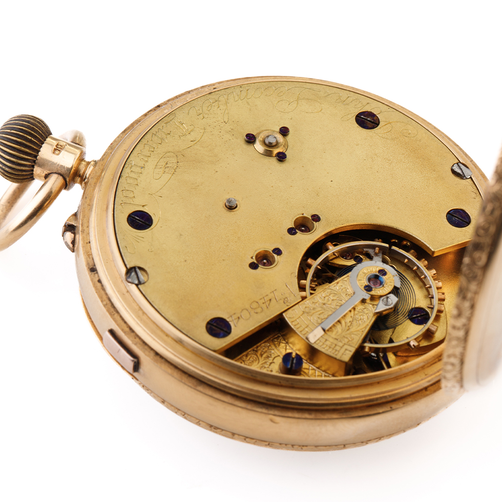 Victorian 18ct gold open-face Decimal Chronograph, white enamal dial with Roman Numerals, outer - Image 4 of 21