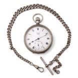 Hallmarked silver Albert watch chain with T-bar, approx. 44 grams, together with a Limit No.2 pocket