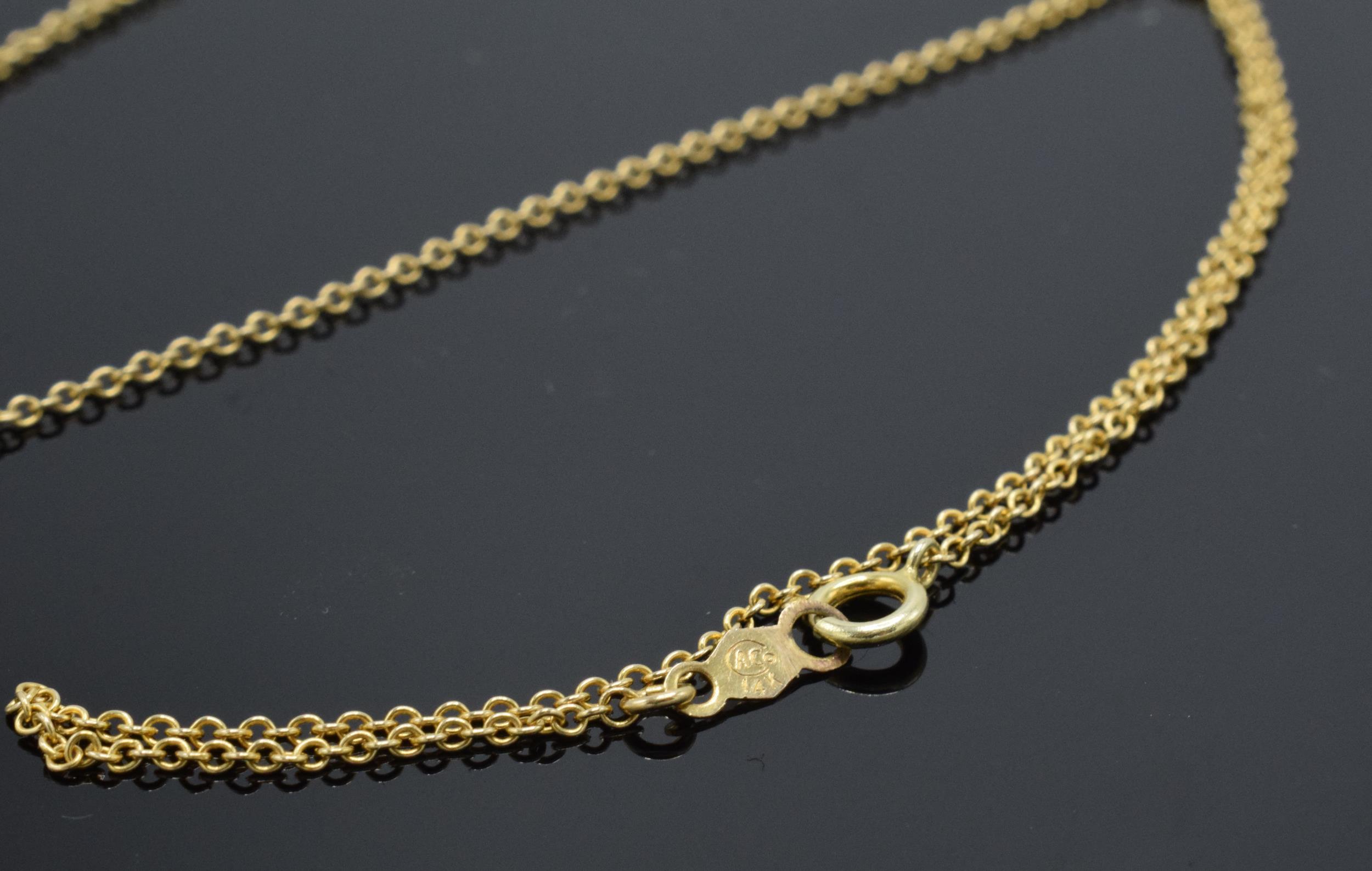 14ct gold fine link chain / necklace, 1.3 grams, 41cm long. - Image 3 of 4