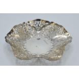 Hallmarked silver bon bon dish with peirced decoration, Birmingham 1964, JZ & Co, 89.2 grams, 14cm