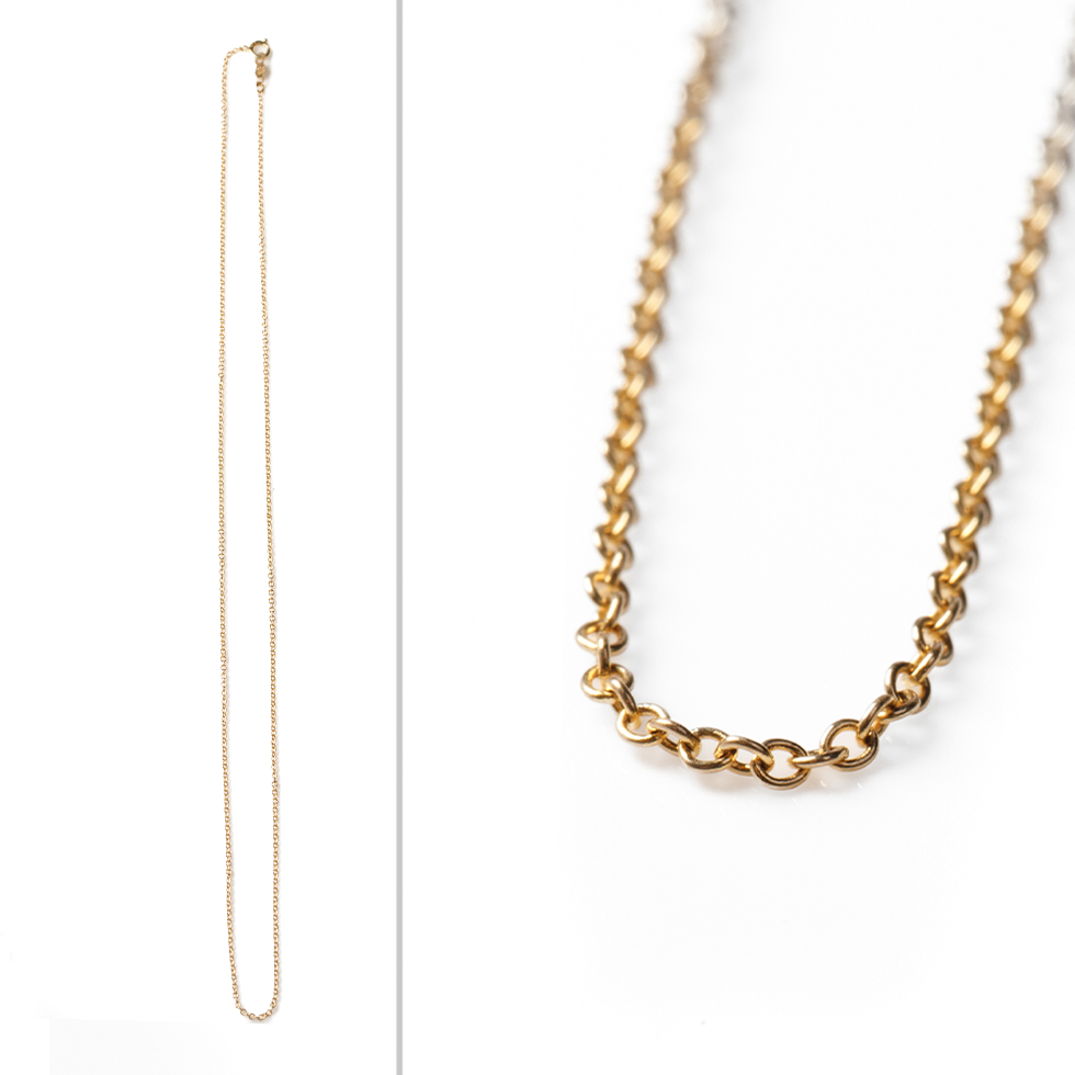 14ct gold fine link chain / necklace, 1.3 grams, 41cm long.