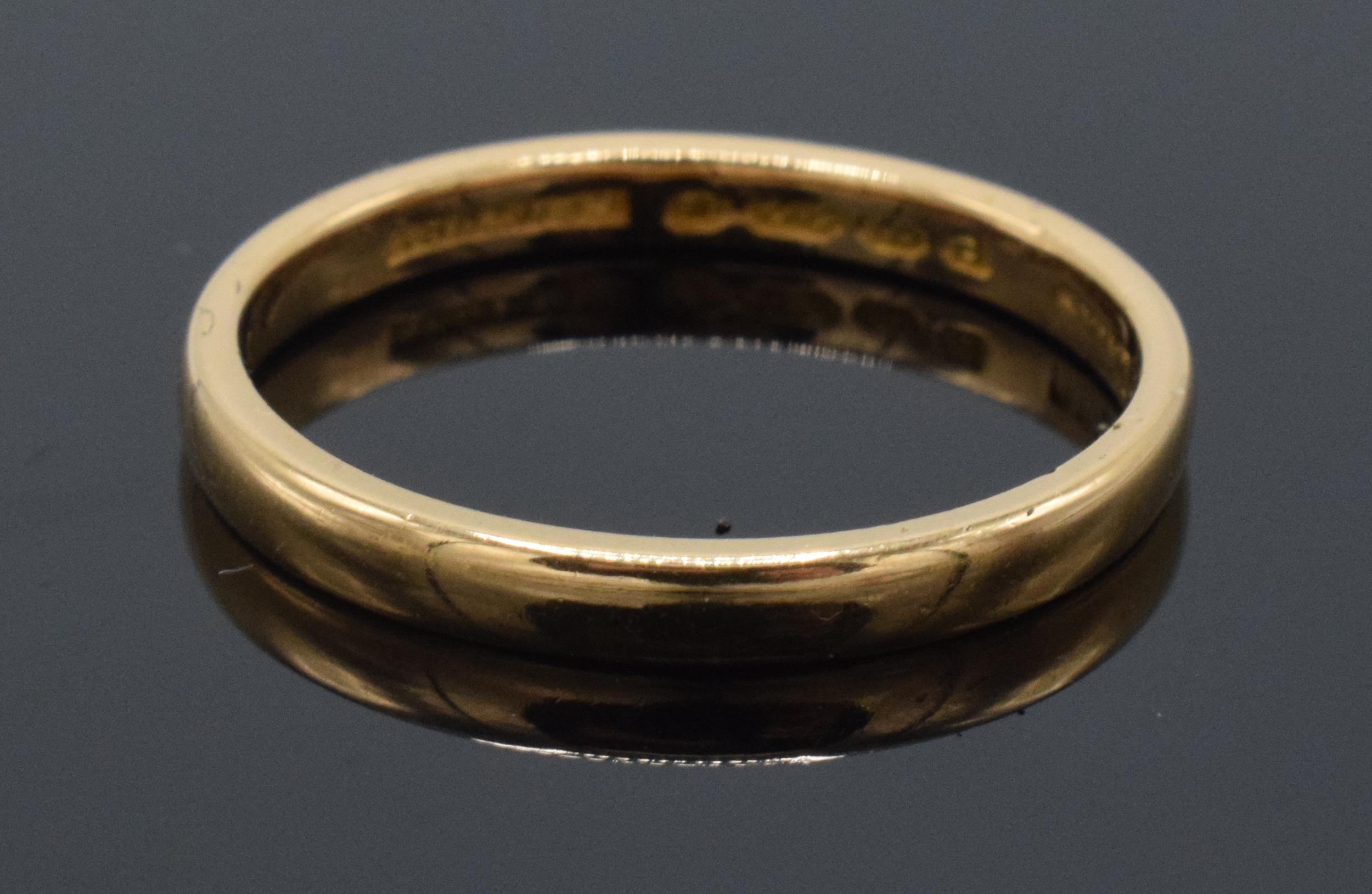 22ct gold wedding band, 2.9 grams, size L, 2.2mm, London 'CENTURY'. - Image 2 of 2