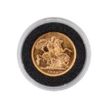 22ct gold full sovereign 1895. Looks to have been cleaned.