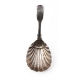 Georgian hallmarked silver caddy spoon, Birmingham 1806, in the form of a shell, 13.3 grams, 9cm